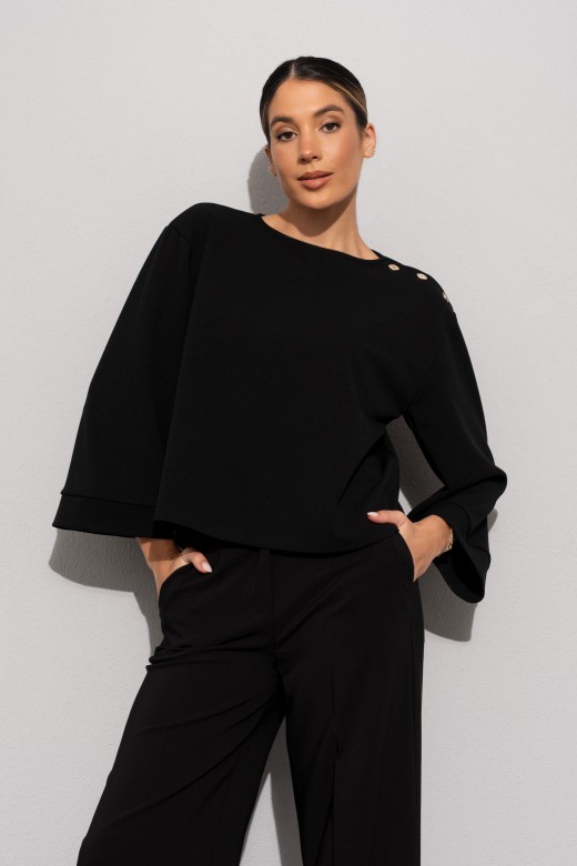 Camisola curta com botões no ombro Camisola curta com botões no ombro