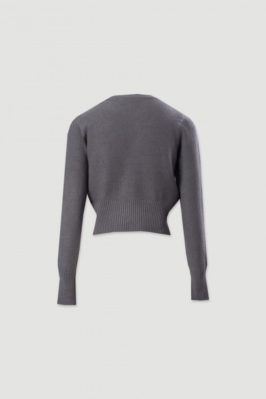 Jersey corto de punto con cuello redondo Jersey corto de punto con cuello redondo