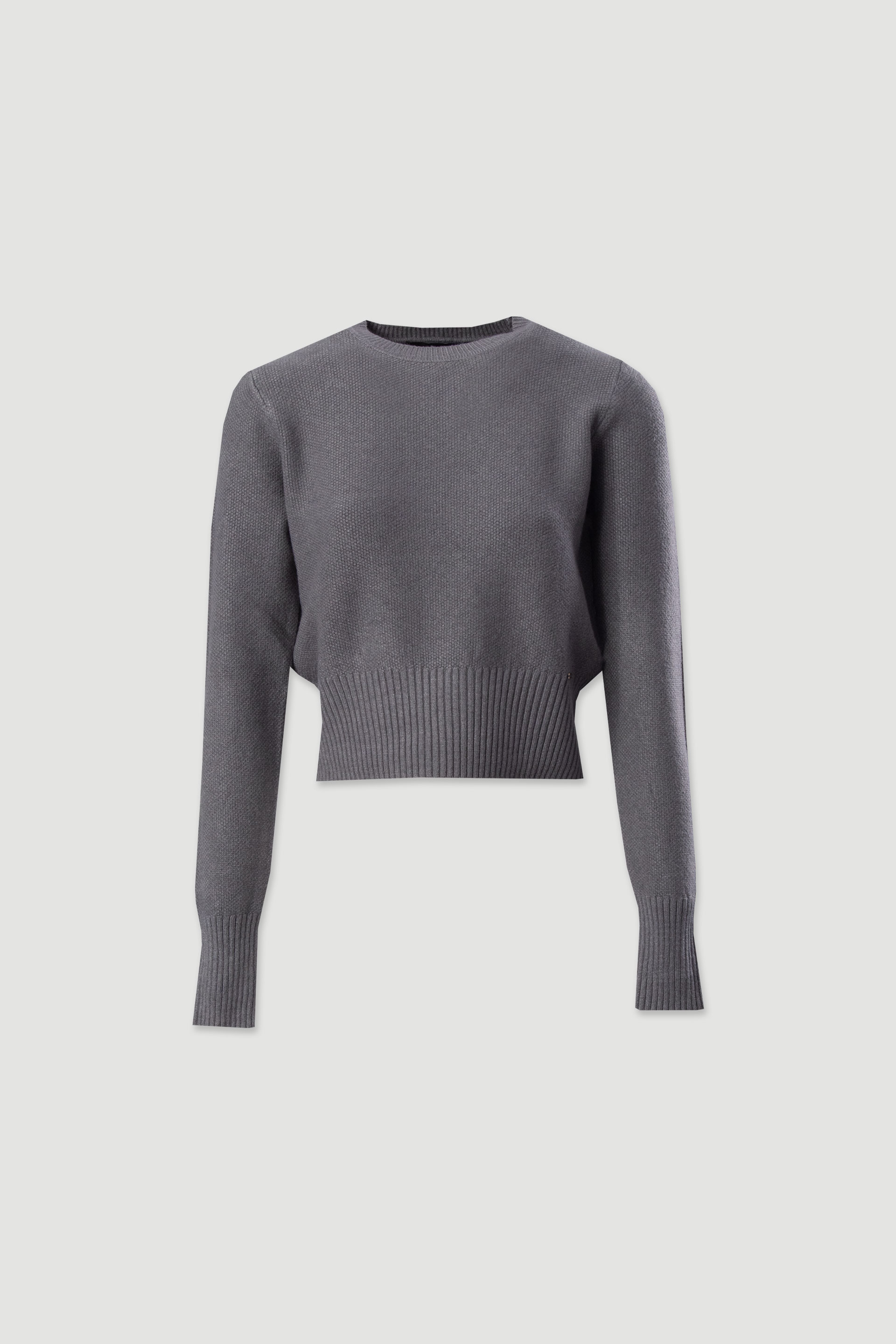 Camisola de malha curta com gola redonda