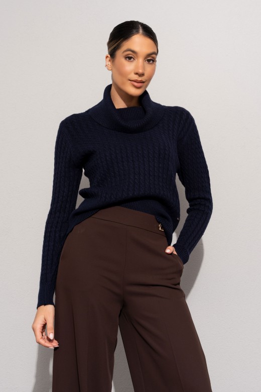 High neck textured knit sweater High neck textured knit sweater