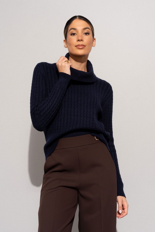 High neck textured knit sweater High neck textured knit sweater