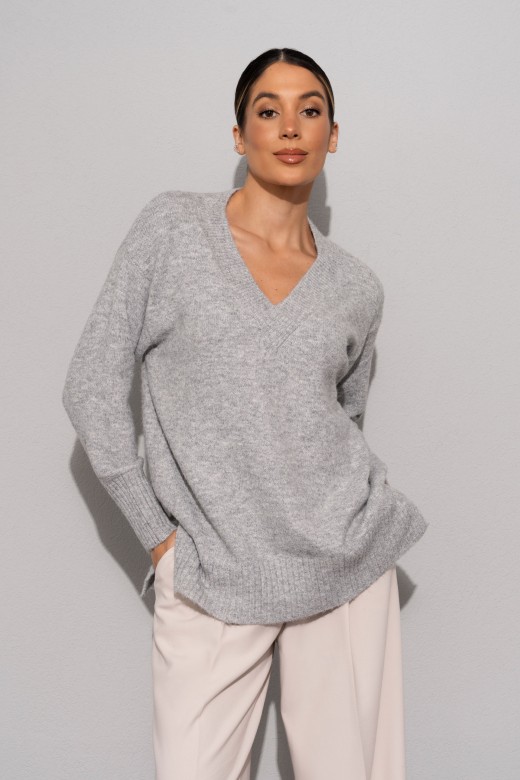 Camisola de malha com decote em v