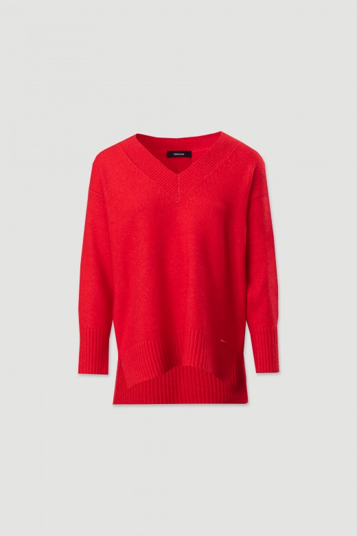 Camisola de malha com decote em v