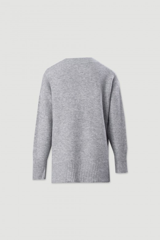 Camisola de malha com decote em v