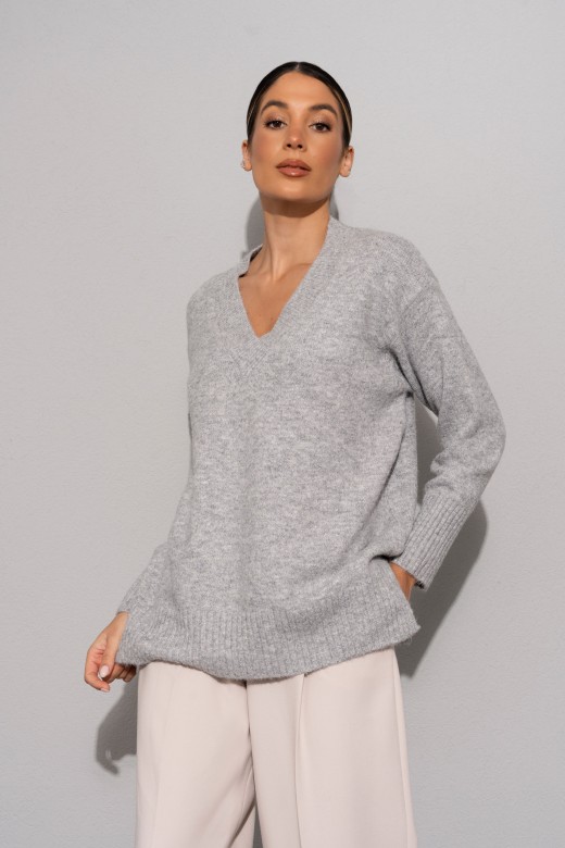 Camisola de malha com decote em v