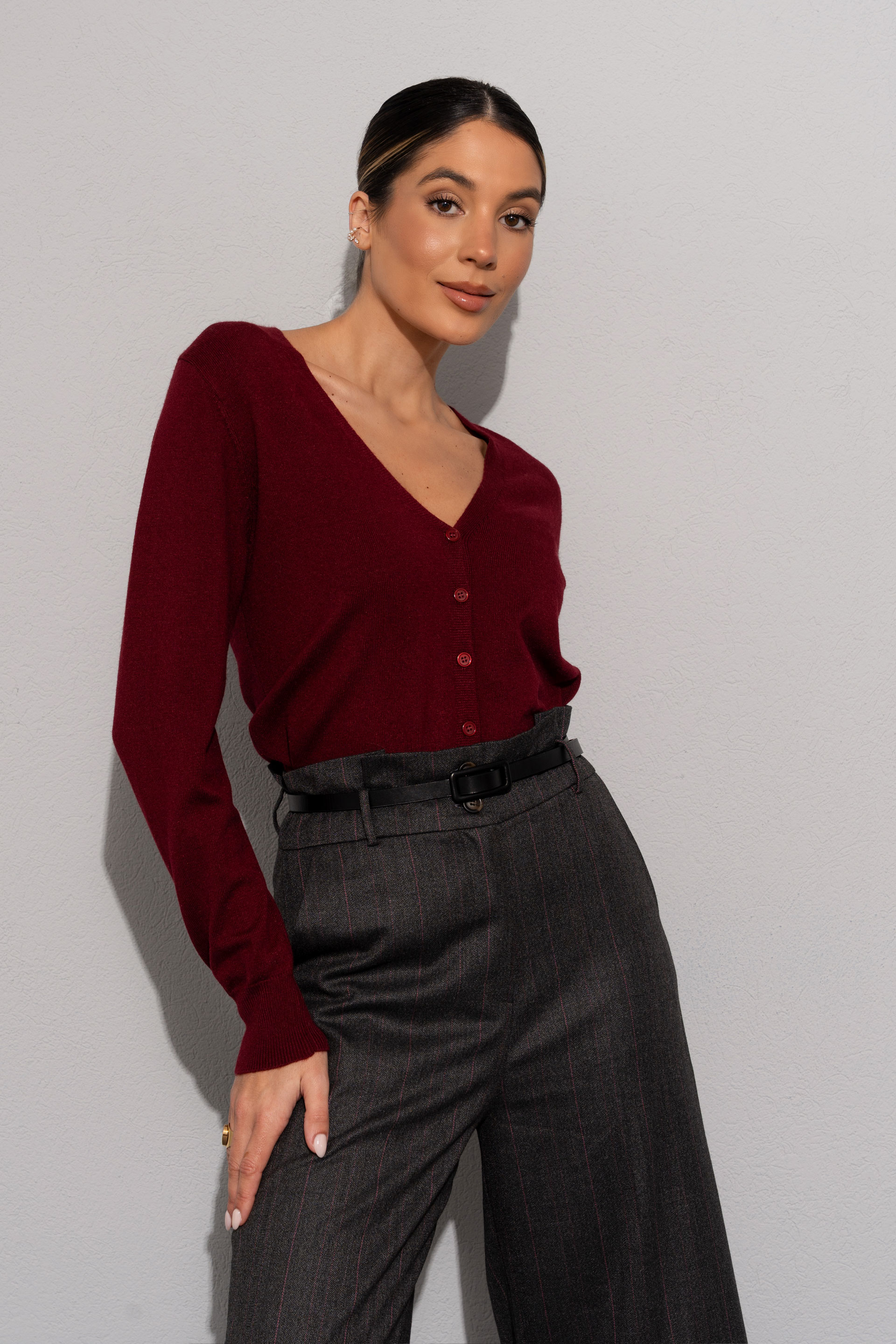 Knit cardigan with cashmere blend