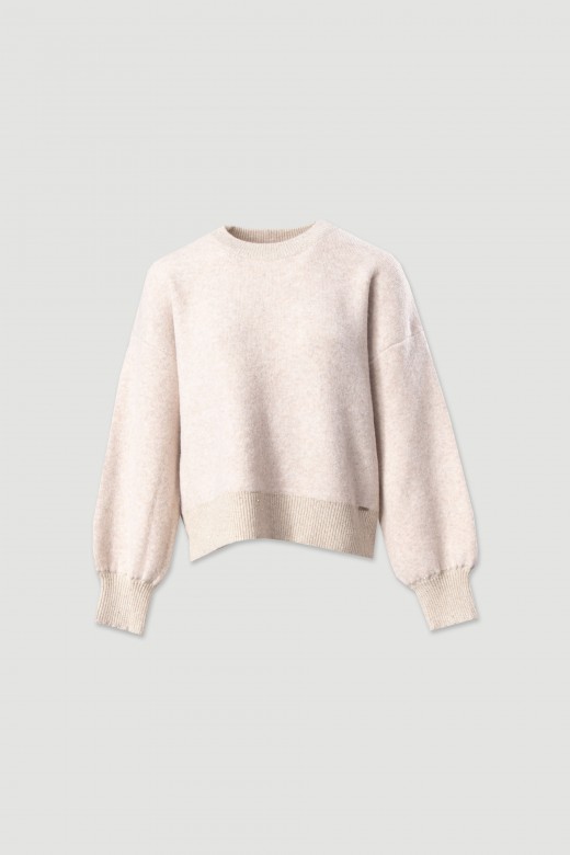 Camisola de malha com ombros ca�dos