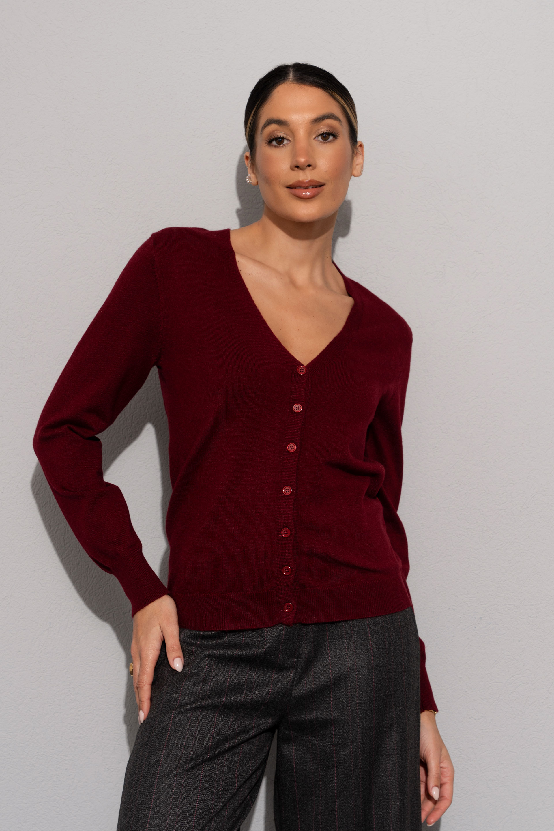 Knit cardigan with cashmere blend