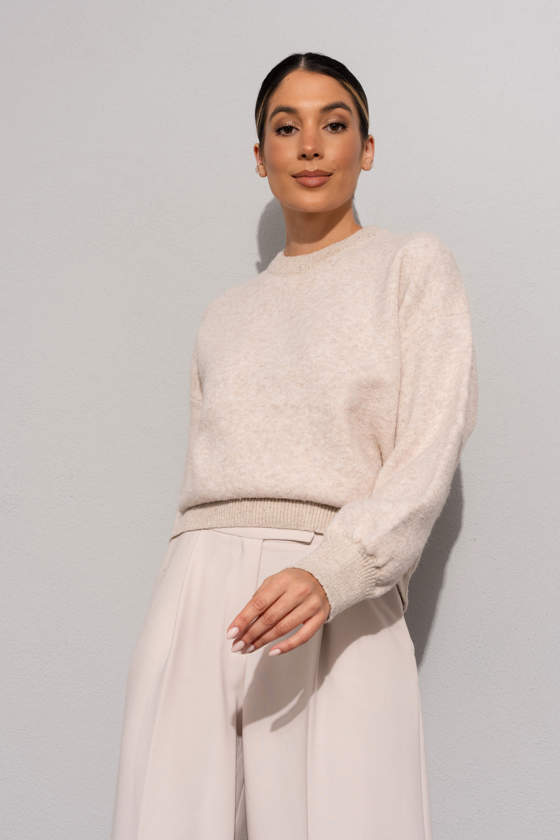 Jersey de punto con hombros caídos