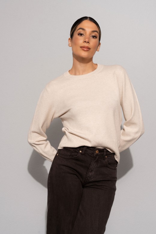 Camisola de malha com detalhe efeito canelado