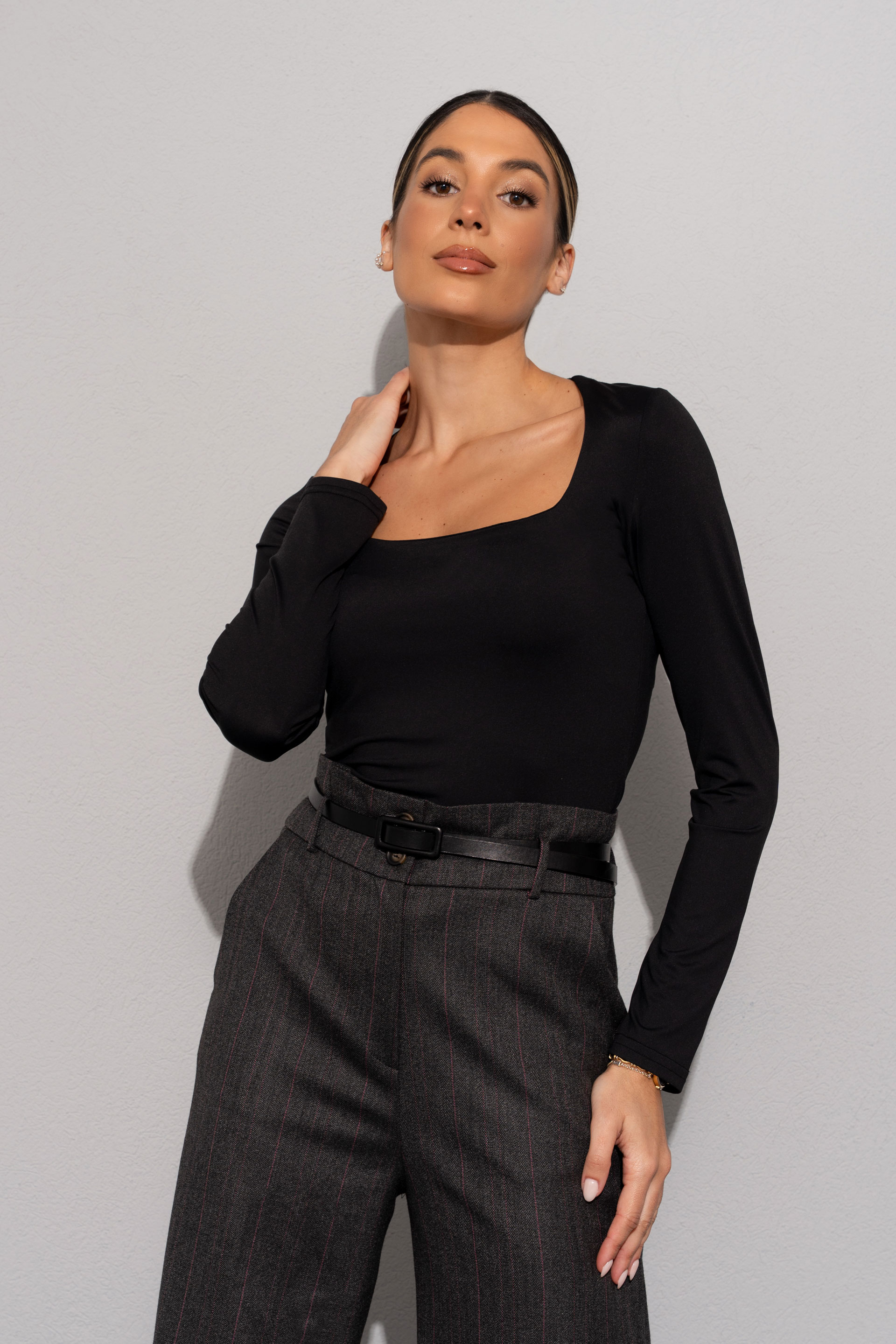 Body liso de manga larga