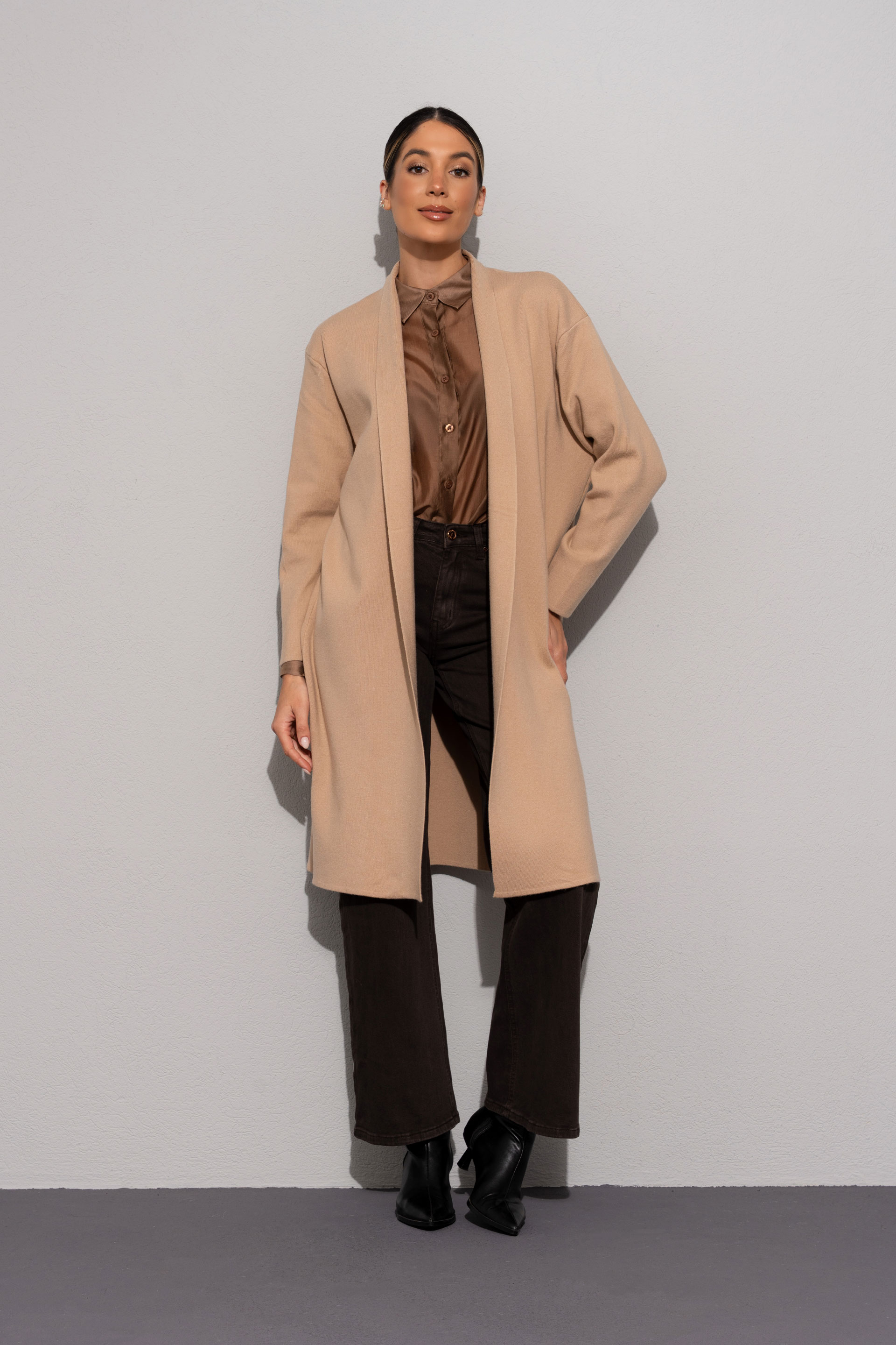 Cardigan comprido em malha