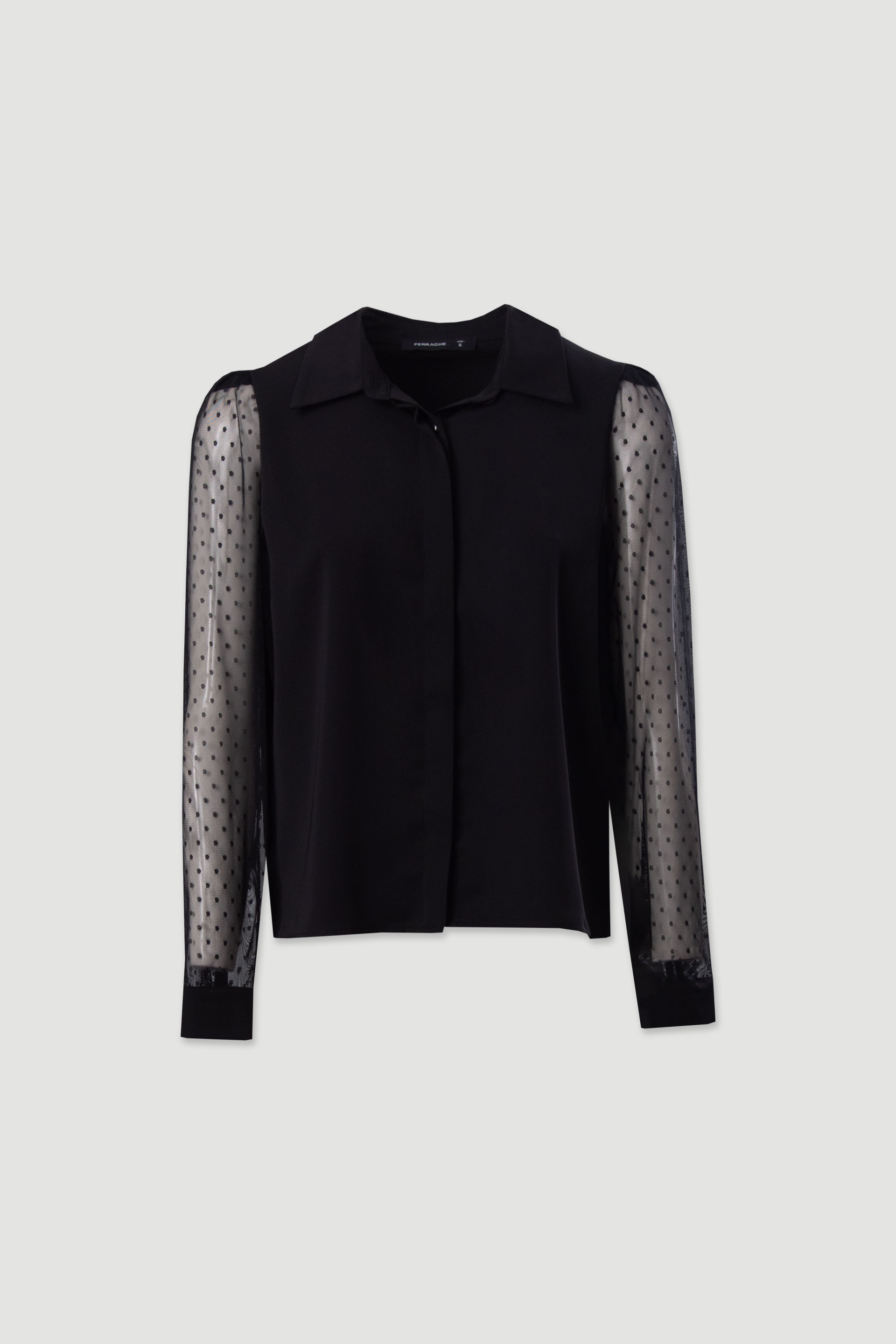 Blusa con mangas transparentes en plumeti