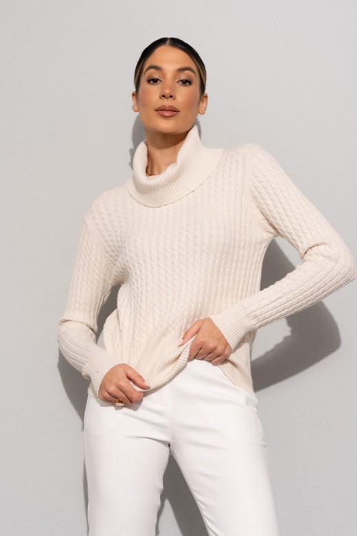 Jersey de cuello alto en punto trabajado Jersey de cuello alto en punto trabajado