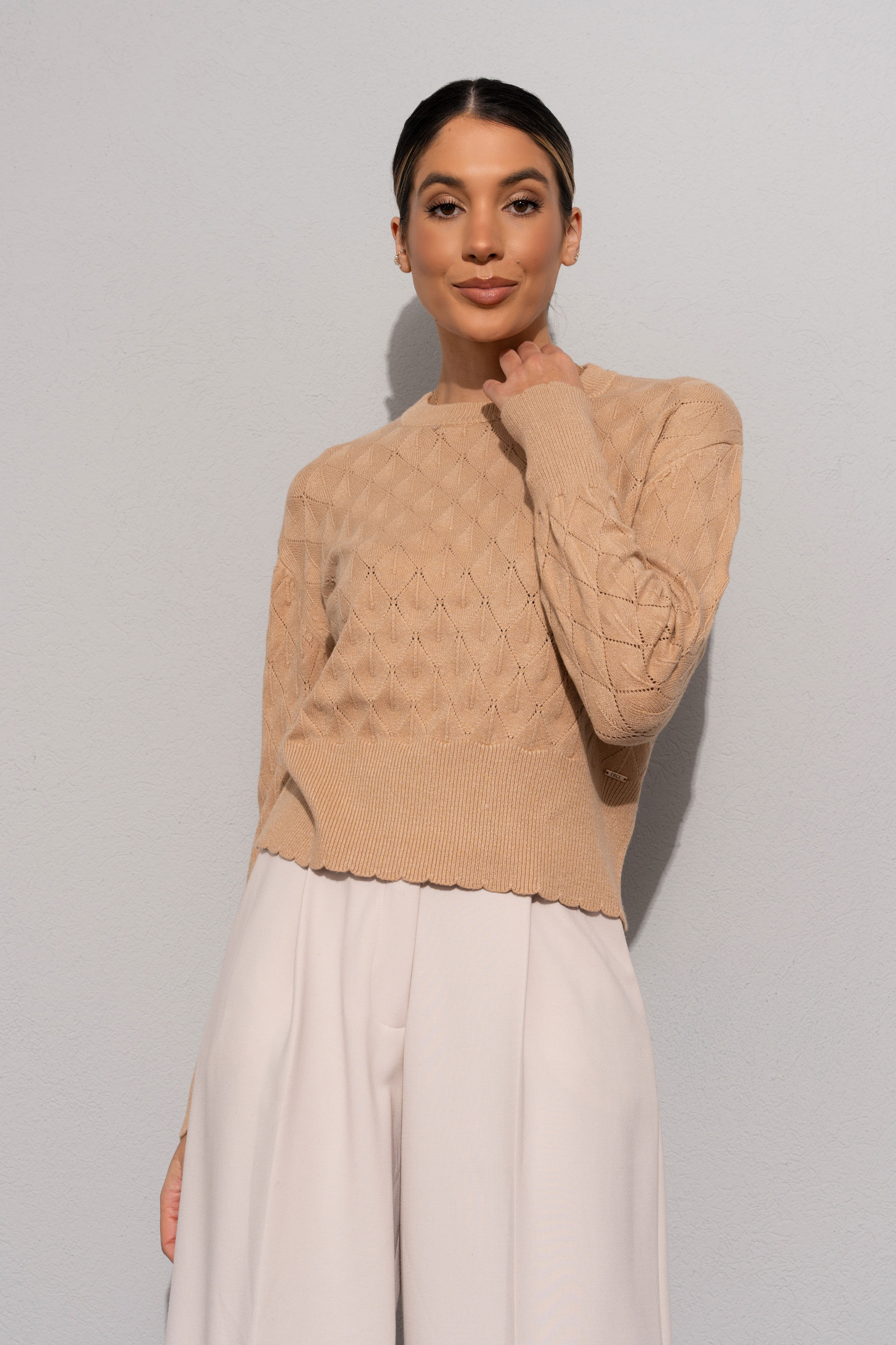 Pull en maille texturée à effet géométrique