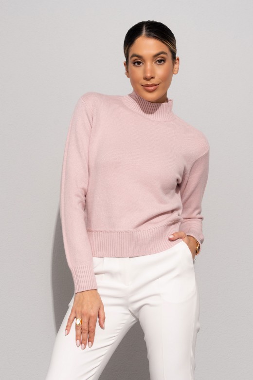 Jersey de punto con cuello alto acanalado Jersey de punto con cuello alto acanalado