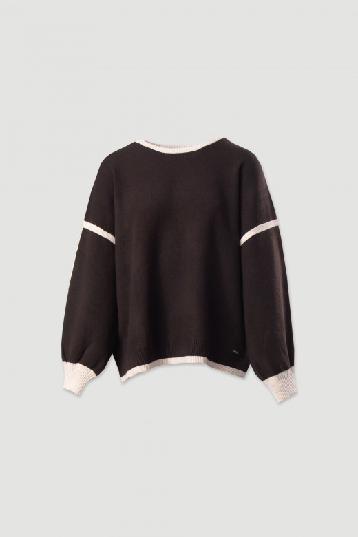 Knit sweater with contrasting detail Knit sweater with contrasting detail