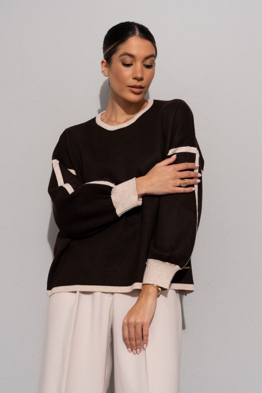 Knit sweater with contrasting detail Knit sweater with contrasting detail
