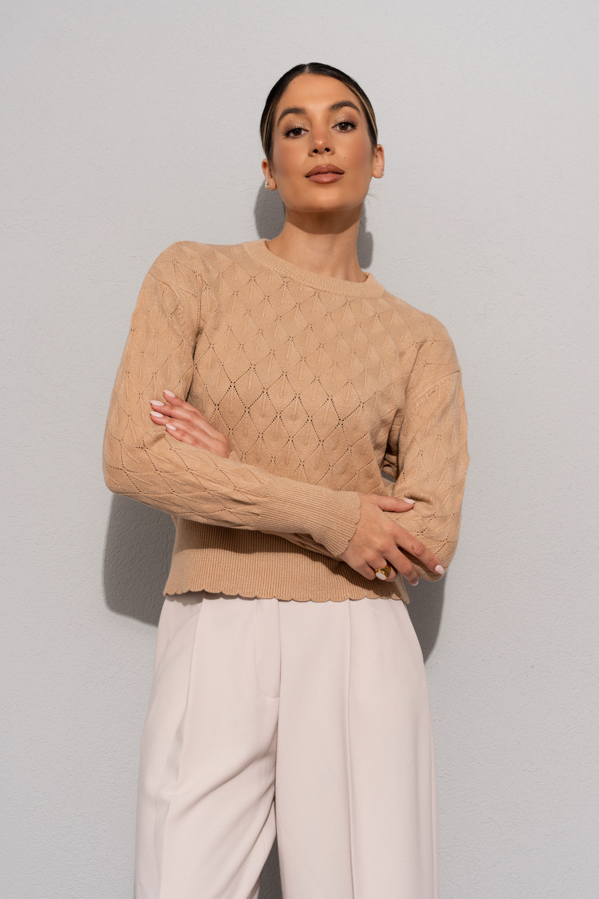 Pull en maille texturée à effet géométrique