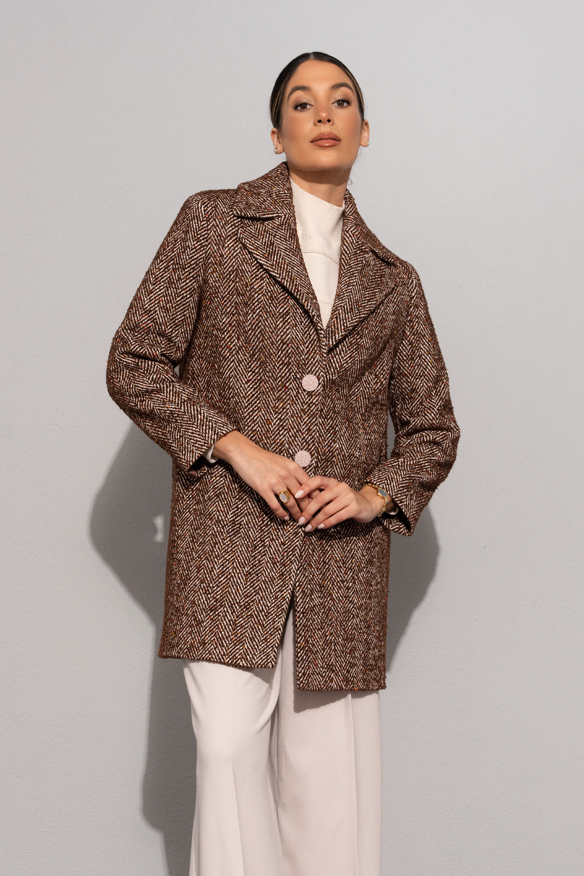 Tweed herringbone coat