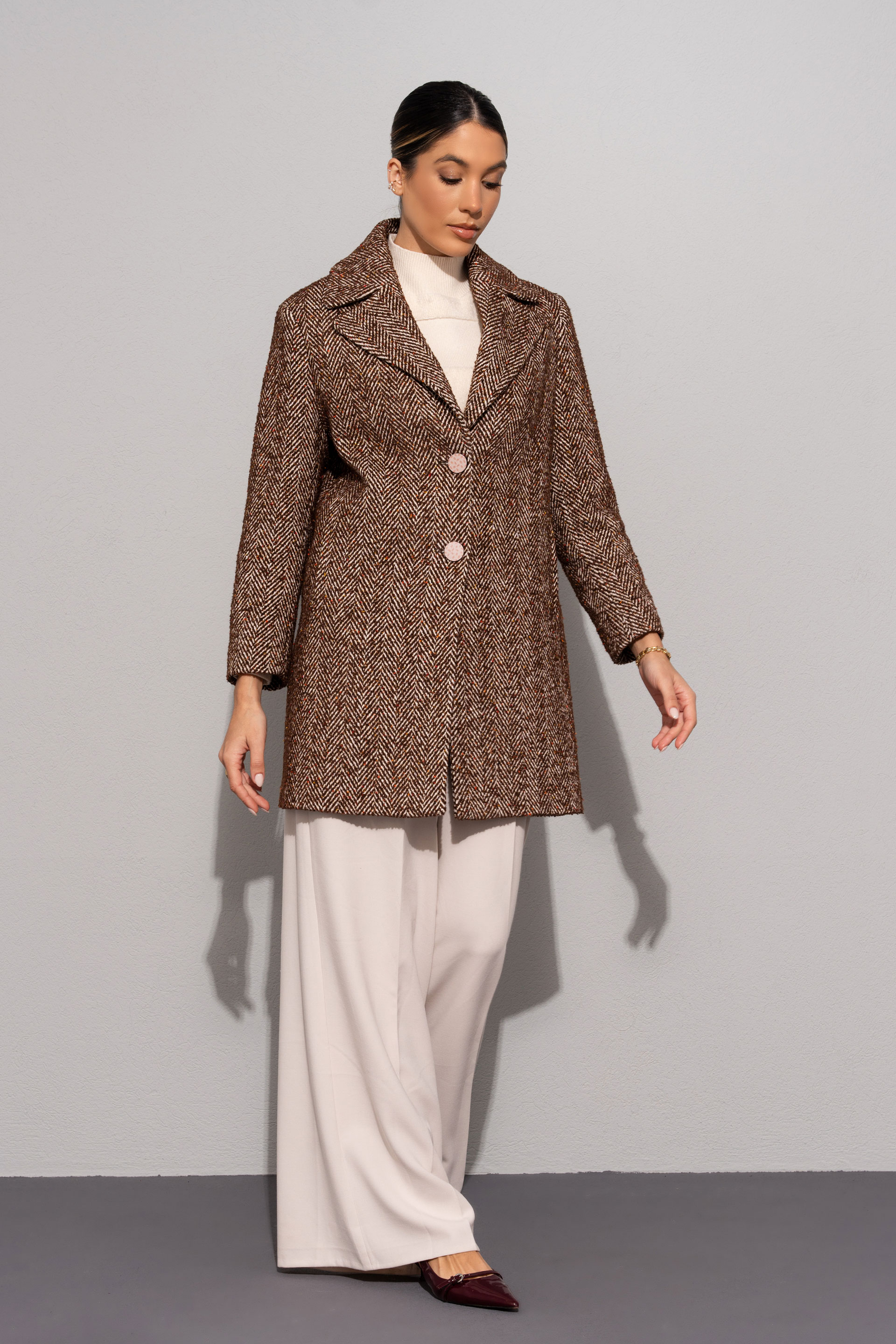 Tweed herringbone coat