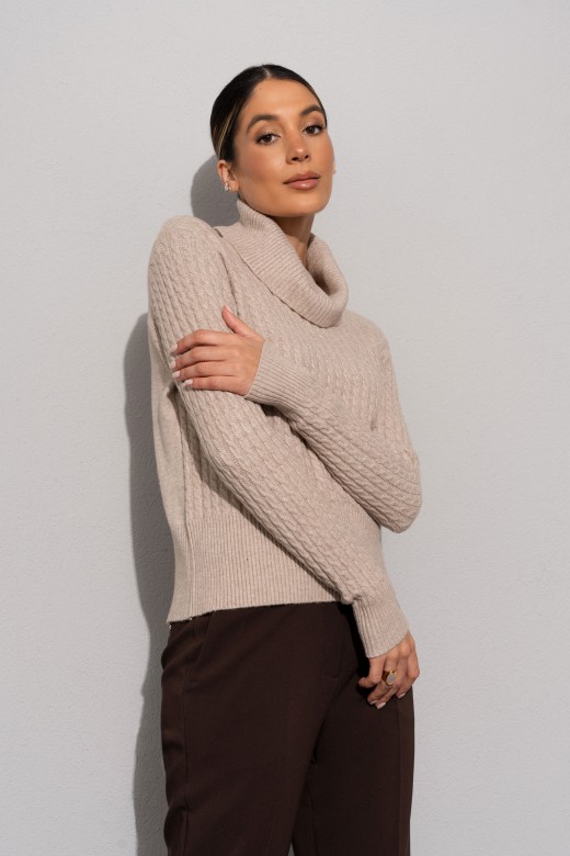 Jersey de cuello alto en punto trabajado Jersey de cuello alto en punto trabajado