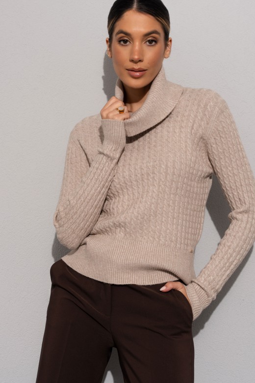 Jersey de cuello alto en punto trabajado Jersey de cuello alto en punto trabajado