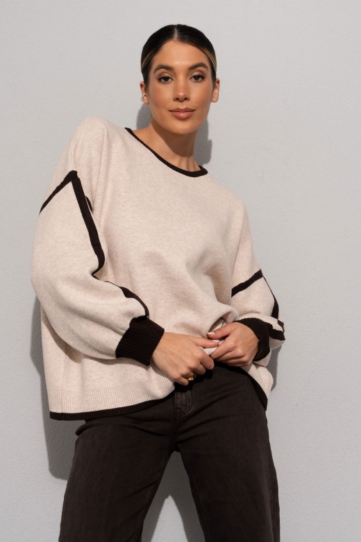 Knit sweater with contrasting detail Knit sweater with contrasting detail