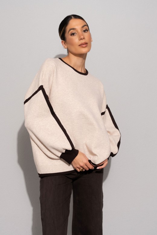 Knit sweater with contrasting detail Knit sweater with contrasting detail