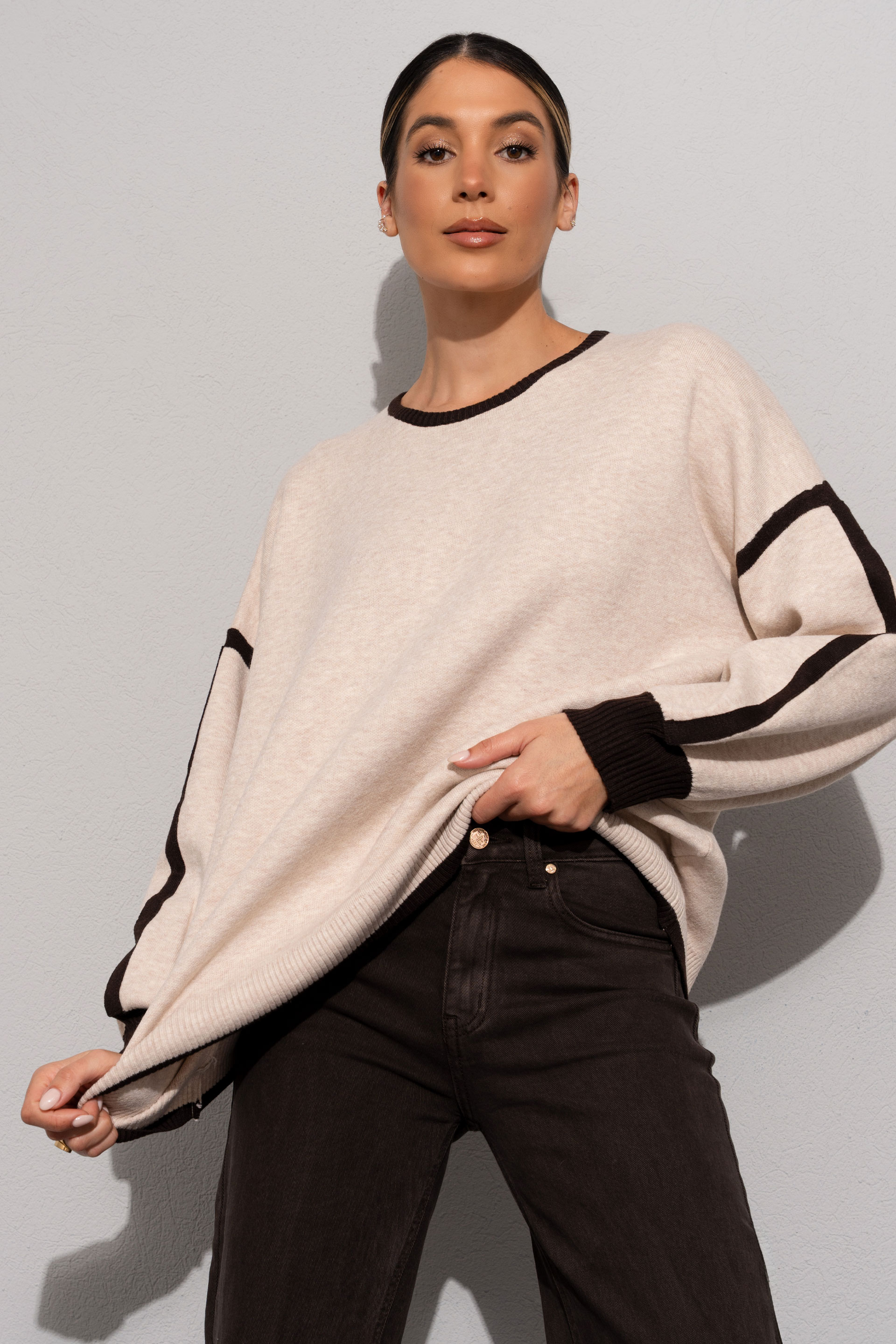 Pull en maille avec détail contrasté