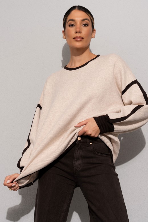 Knit sweater with contrasting detail Knit sweater with contrasting detail