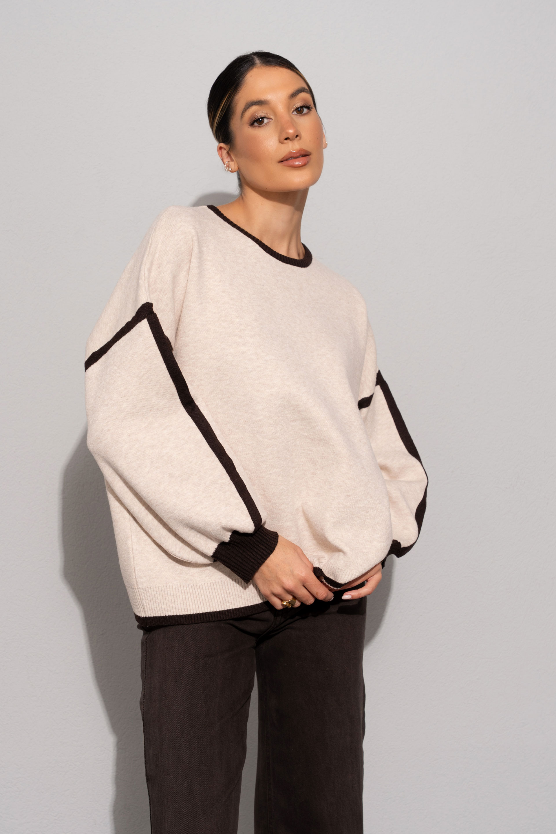 Pull en maille avec détail contrasté