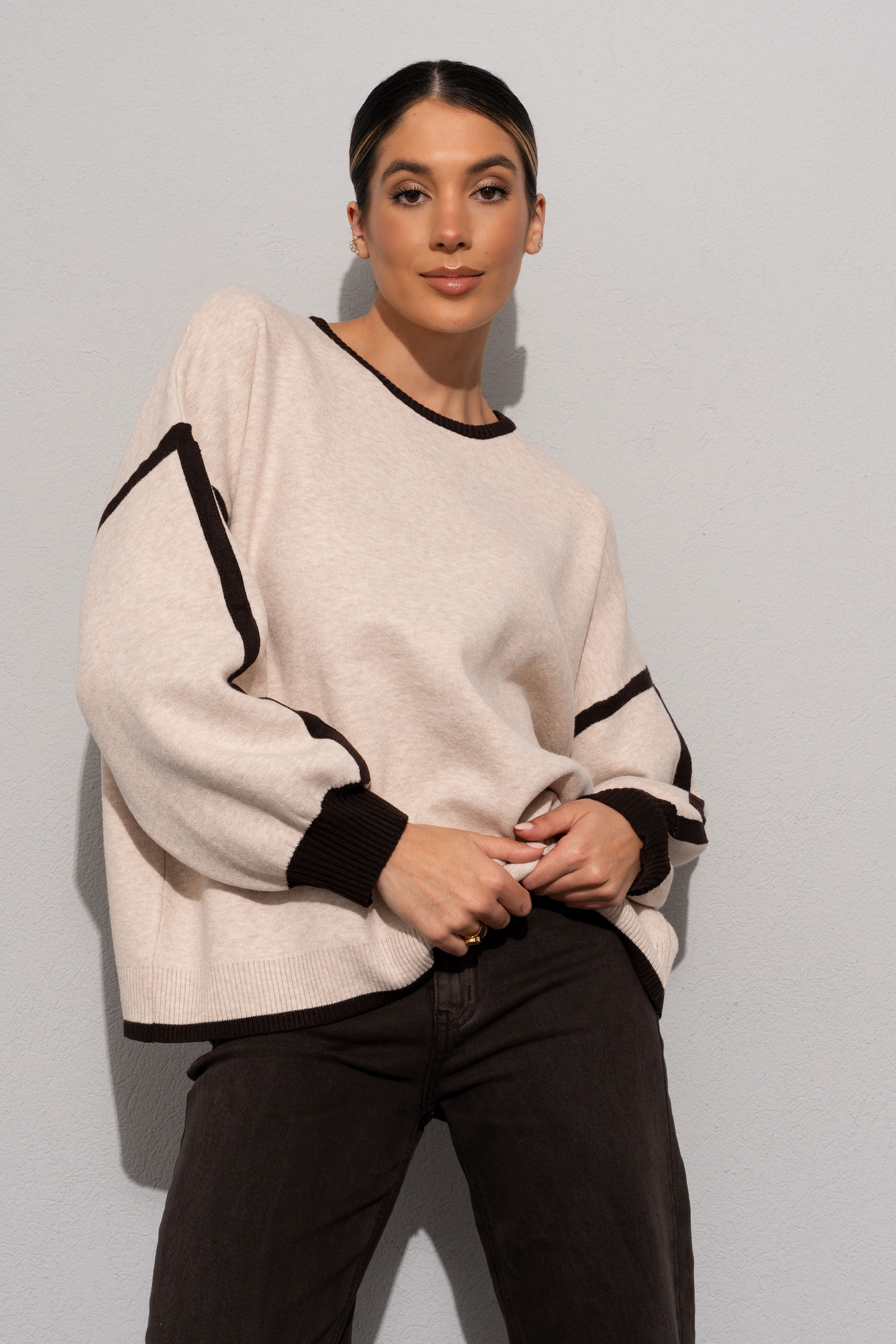 Pull en maille avec détail contrasté