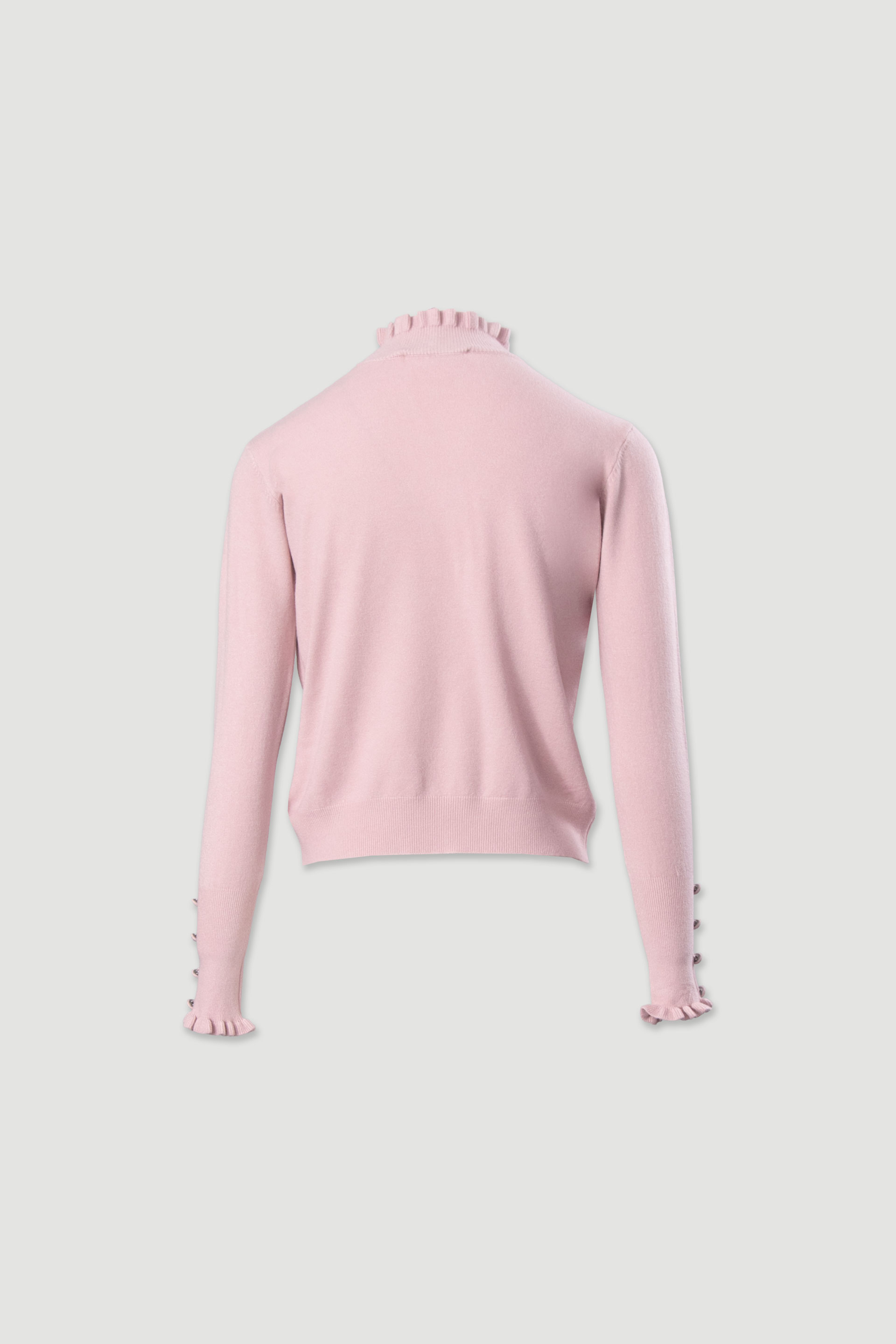 Camisola de malha com gola ondulada e botões