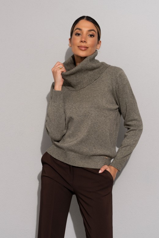 Jersey de punto con cuello alto estructurado Jersey de punto con cuello alto estructurado