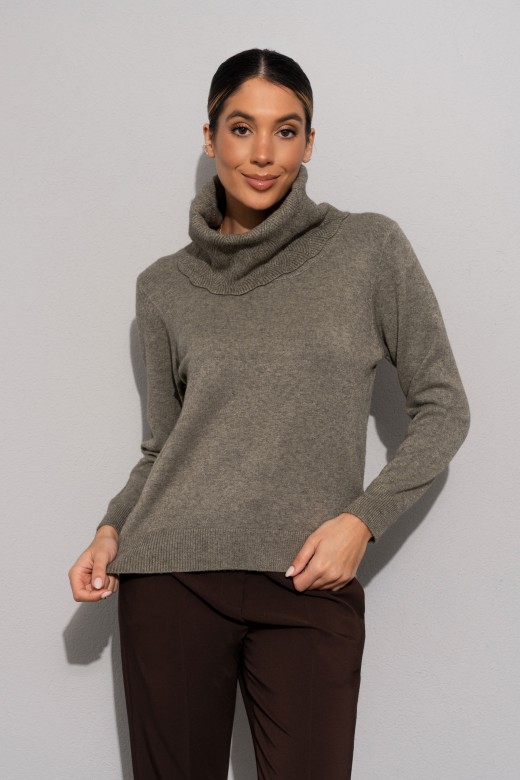 Jersey de punto con cuello alto estructurado Jersey de punto con cuello alto estructurado