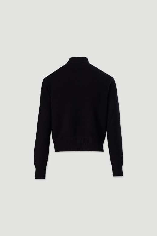 Jersey de punto con cuello alto acanalado Jersey de punto con cuello alto acanalado