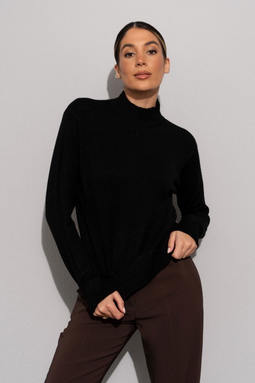 Jersey de punto con cuello alto acanalado Jersey de punto con cuello alto acanalado