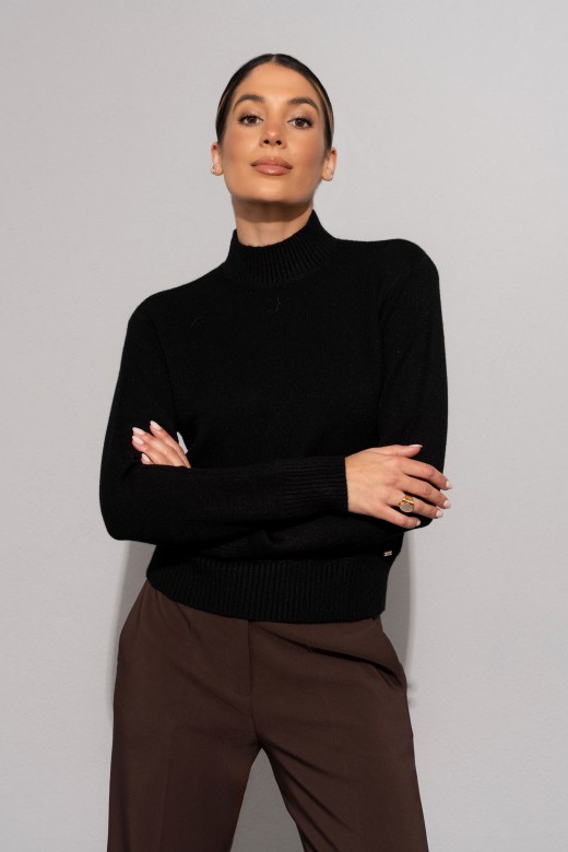 Jersey de punto con cuello alto acanalado Jersey de punto con cuello alto acanalado