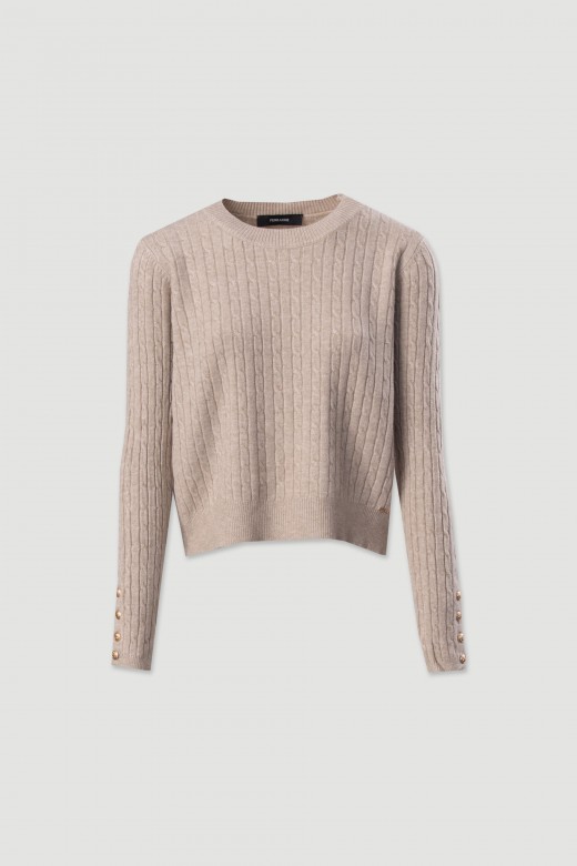 Knit sweater with button detail on the sleeves