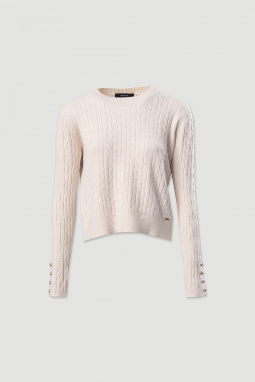Pull en maille avec d�tail de boutons aux manches