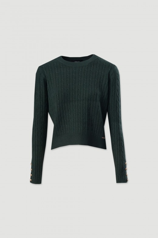 Knit sweater with button detail on the sleeves
