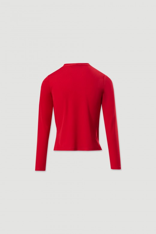 Knitted jumper with wrap neckline