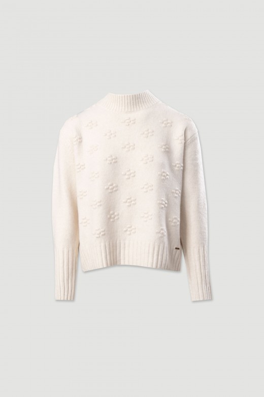 Camisola de malha com detalhe de relevo na frente Camisola de malha com detalhe de relevo na frente