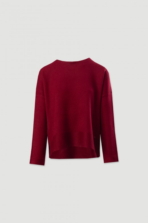 Camisola de malha com detalhe de canelado