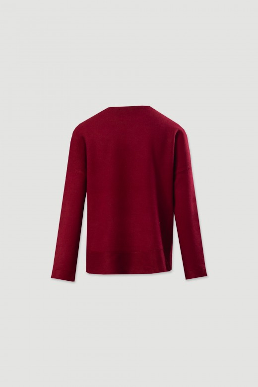 Camisola de malha com detalhe de canelado