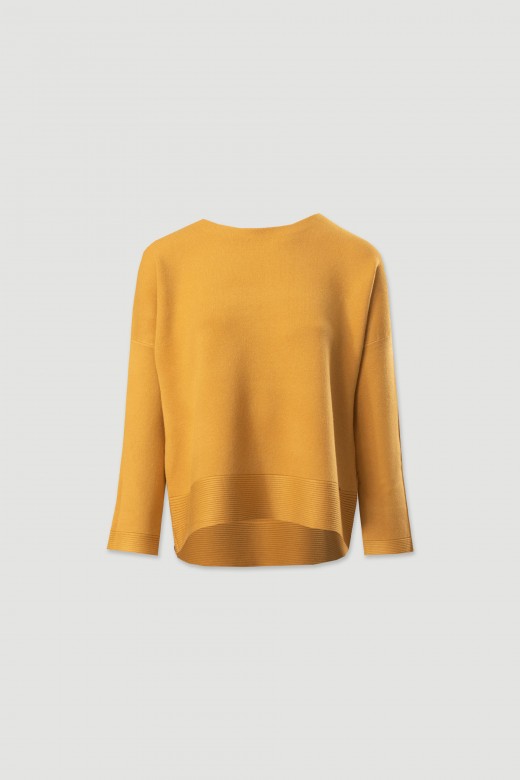 Camisola de malha com detalhe de canelado