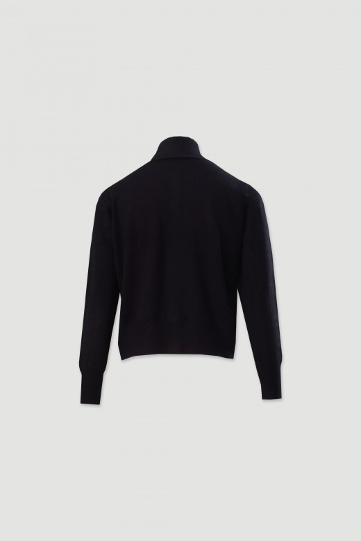 Cardigan en maille avec col montant côtelé Cardigan en maille avec col montant côtelé