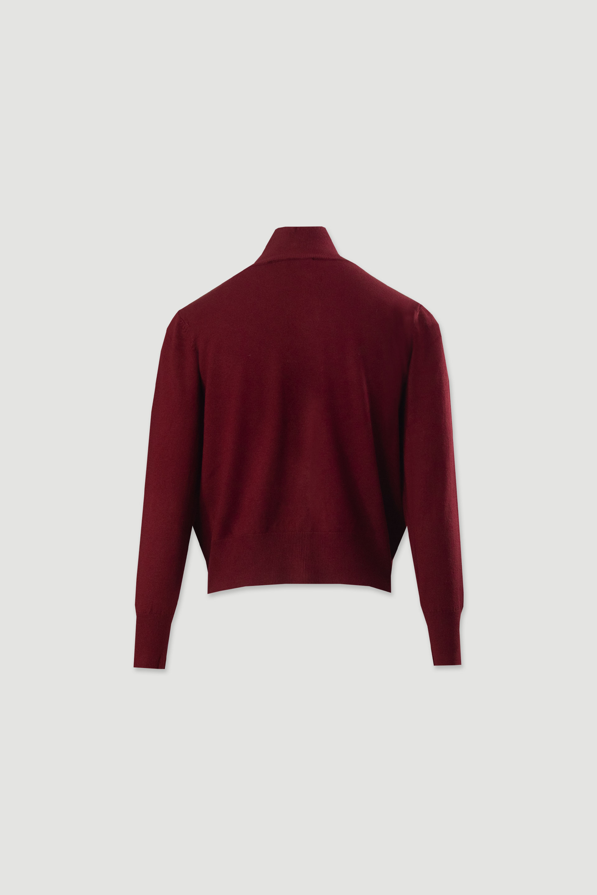 Knit cardigan with ribbed high collar