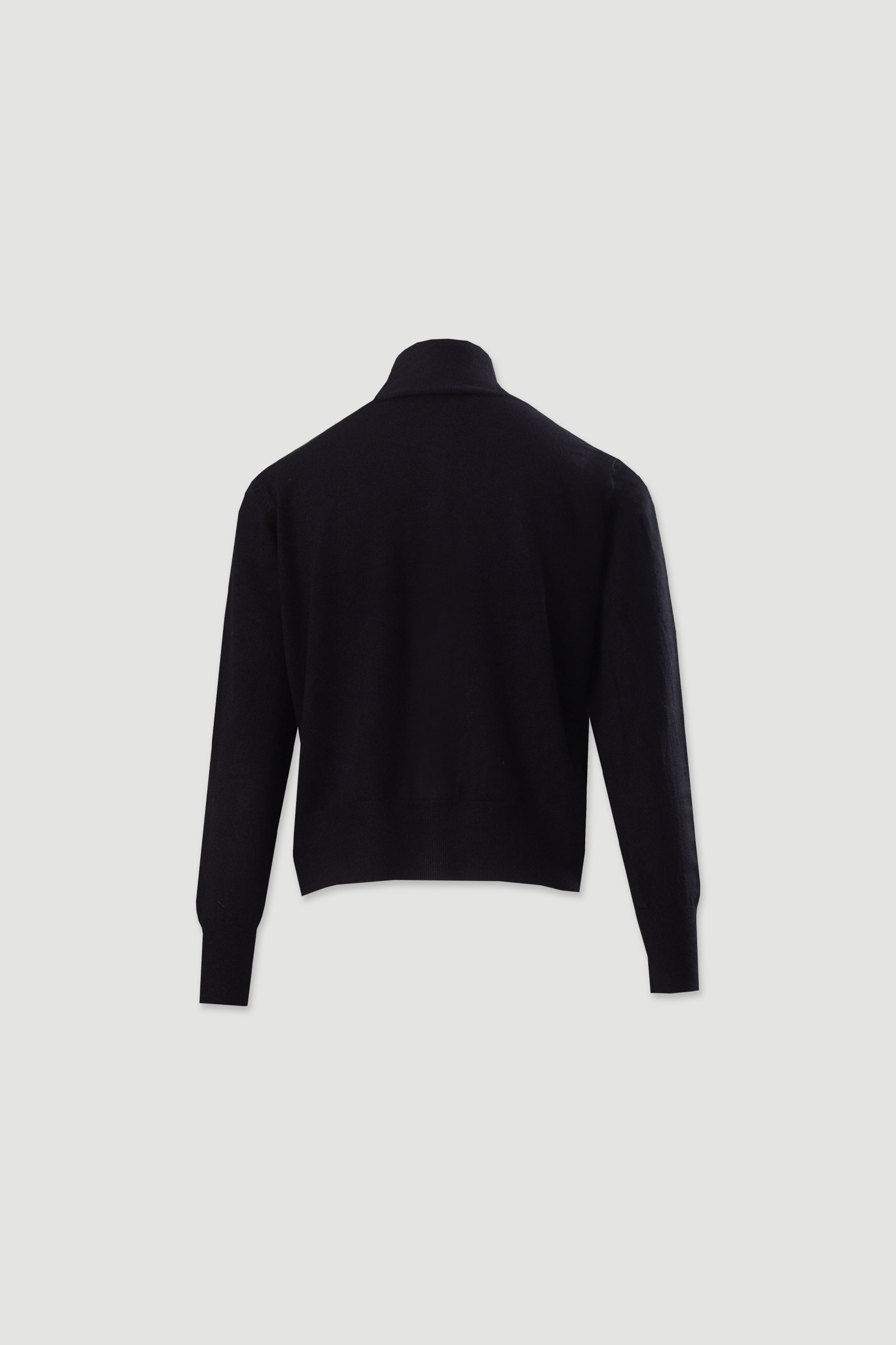 Knit cardigan with ribbed high collar